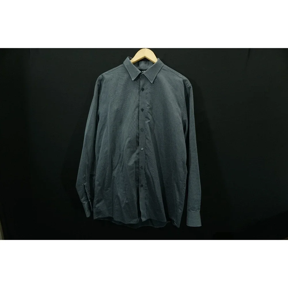 MURANO Men's XL Liquid Cotton Button Up Gray Long Sleeve Formal Dress Shirt SOFT